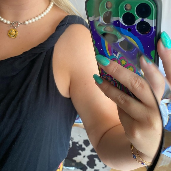 free people black one shoulder cropped tank - Picture 3 of 4